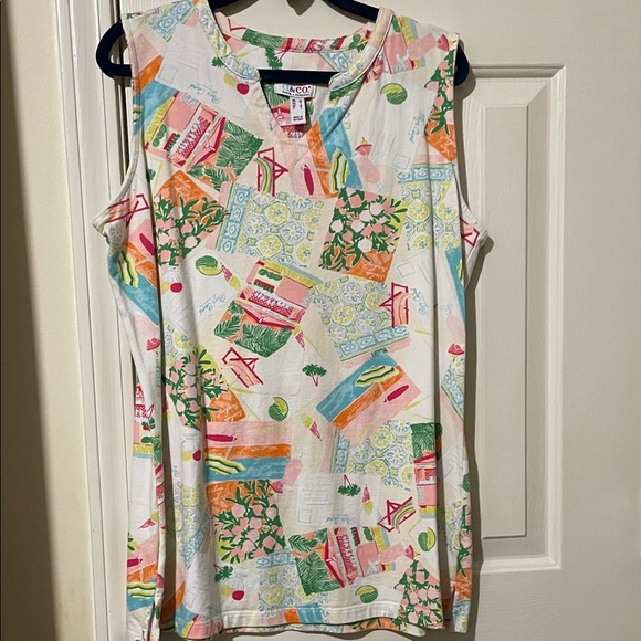 Denim&Co Tops - Denim&Co Colorful Patterned Tank Top